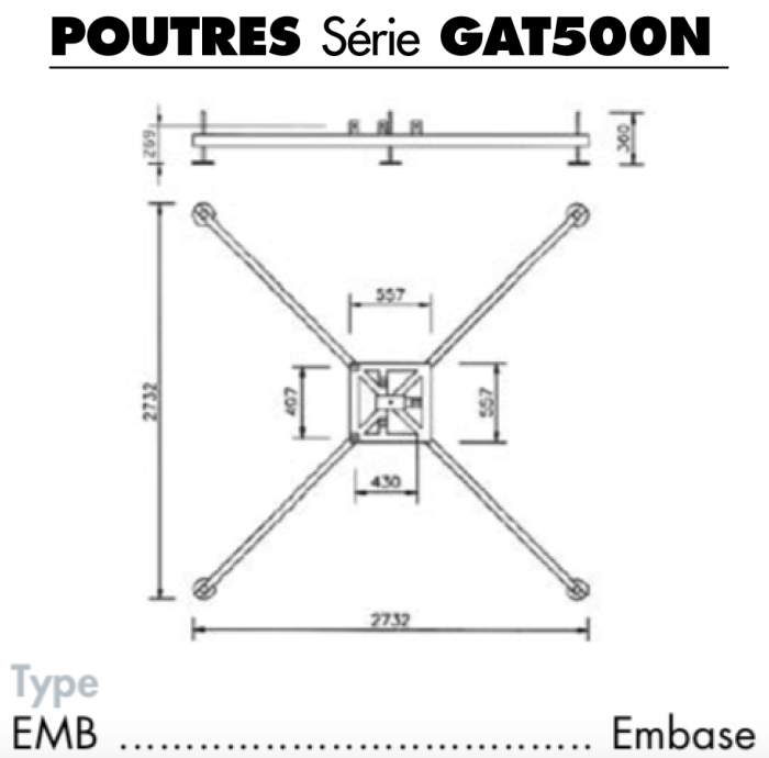 EMBASE + TETE DE PONT POUTRE 500 TRI